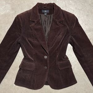 Vintage H&M Dark Brown Women's Corduroy Blazer Fitted Downtown Girl